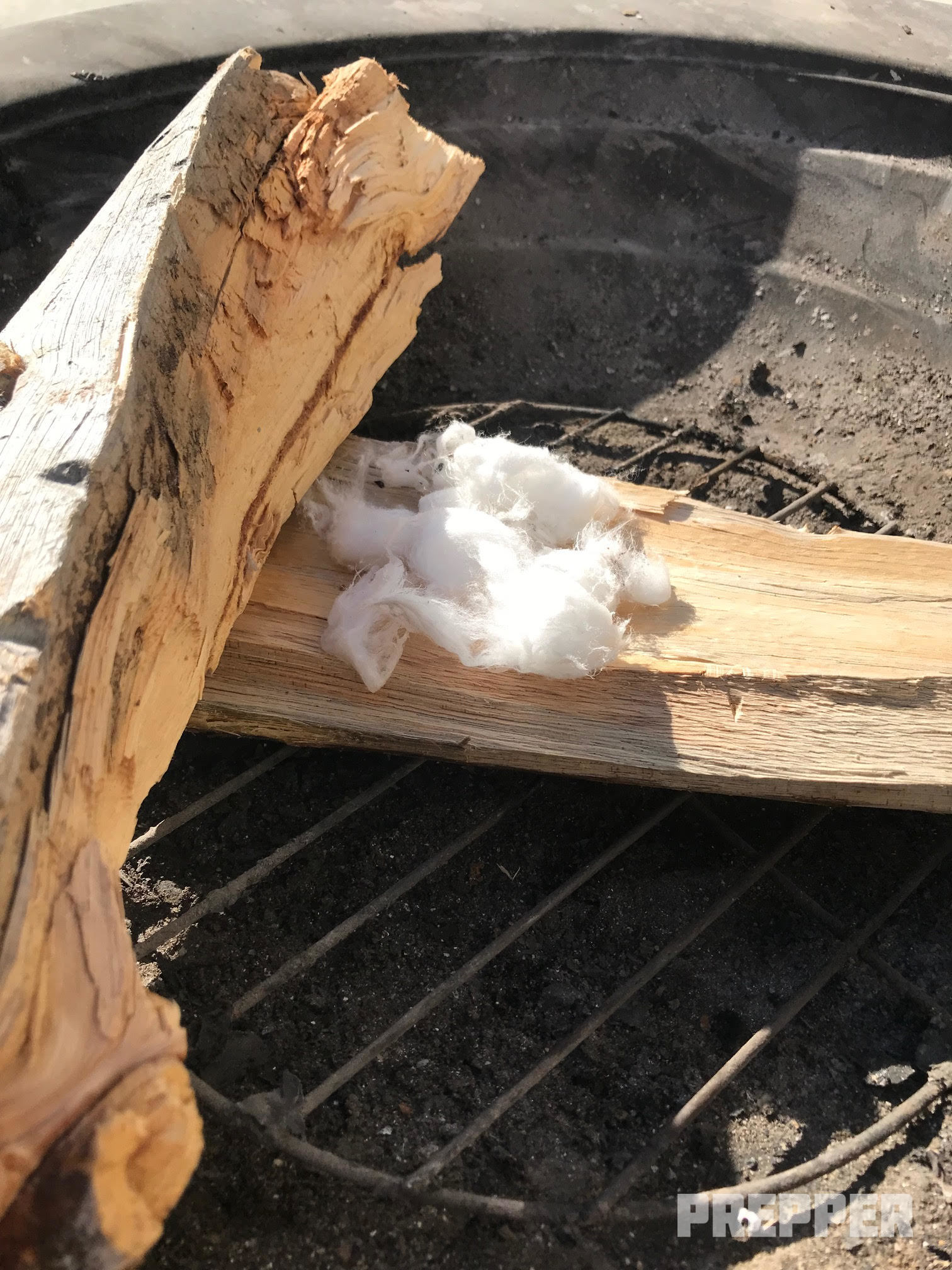 cotton balls on wood