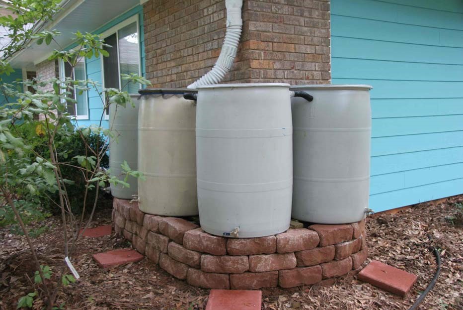 Multiple Connected Rain Barrels